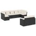vidaXL 9-delige Loungeset met kussens, polyrattan, zwart