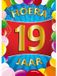Bellatio Decorations Verjaardag deurposter - 19 jaar - multi - 59 x 84 cm