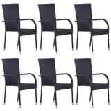 VidaXL Tuinstoelen stapelbaar 6 st poly rattan zwart