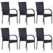 VidaXL Tuinstoelen stapelbaar 6 st poly rattan zwart