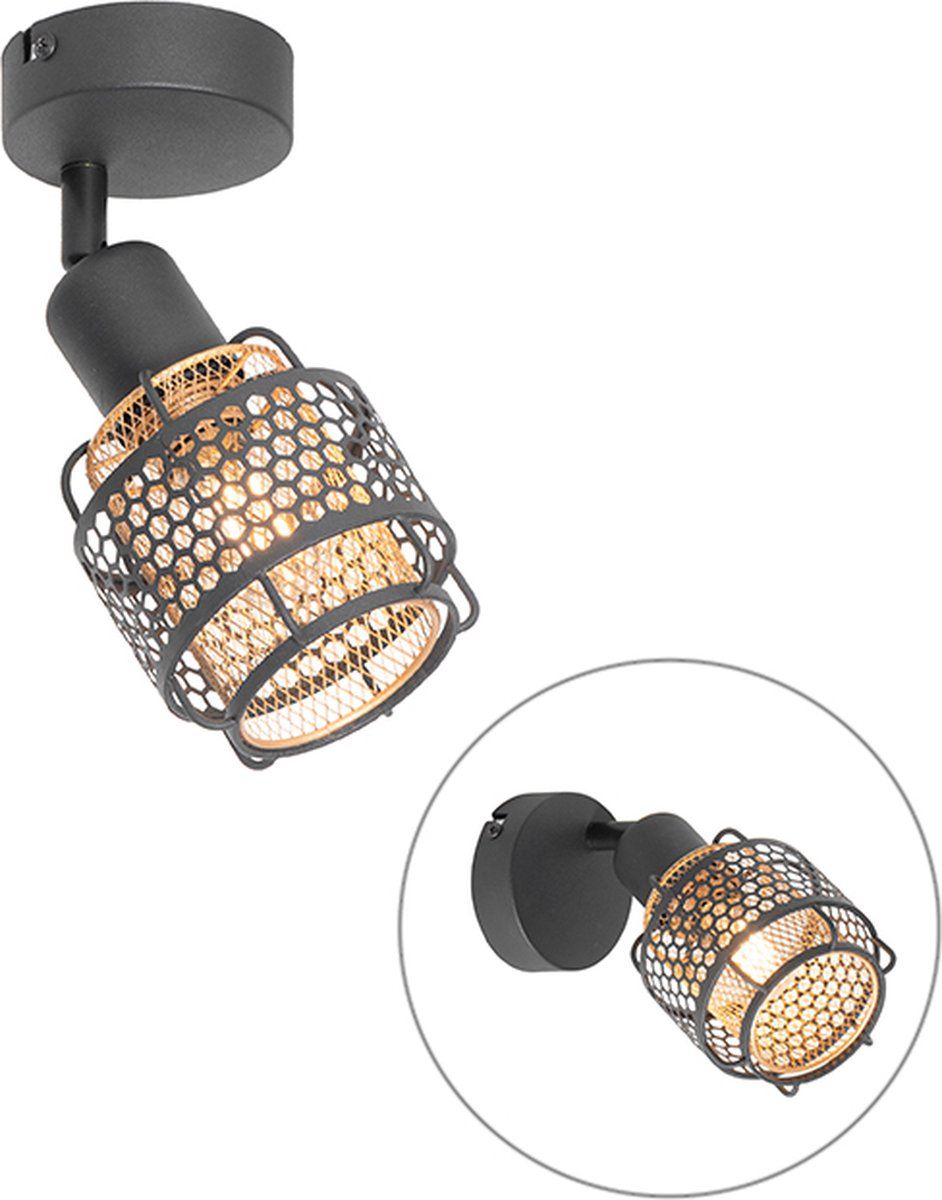 QAZQA Noud - Design Plafondspot - 1 lichts - Zwart - Metaal