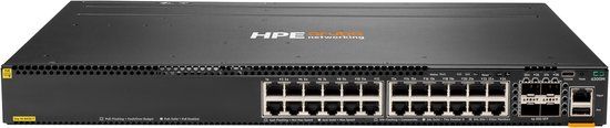 Aruba HPE Aruba 6300M - Switch - L3 - Beheerd - 24 x 10/100/1000 (PoE+) + 4 x 1 Gigabit / 10 Gigabit / 25 Gigabit / 50 Gigabit SFP56 (uplink / stacking) - voor- en zijkant naar achterkant - rack-uitvoering - PoE+ (720 W)