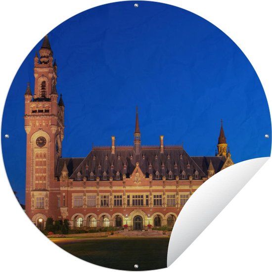 GreatGardenPosters Ronde Tuinposter - Tuincirkel Den Haag - Nederland - Nacht - 60x60 cm - PVC - Buiten