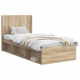 vidaXL Bedframe met opbergruimte en hoofdbord 2 st Bewerkt hout