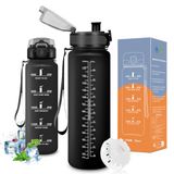 Vikaster Sportdrinkfles, 1500 ml, fitness, drinkfles, geschikt voor koolzuurhoudende dranken, lekvrij, sportfles voor fitness, outdoor