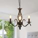 Comely Vintage 3-Lichts Kroonluchter, Rustieke Hanglamp Eetkamer, Zwarte Metalen Plafondluster voor Woonkamer Slaapkamer Keuken Gang, E14