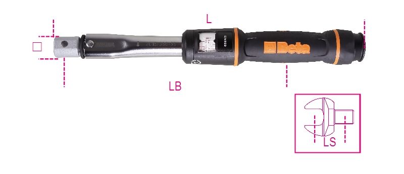 Beta Momentsleutels met klikmechanisme voor het links- en rechtsom vastdraaien, Torsie nauwkeurigheid: ±3% 669N/20