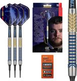 Target Darts Josh Rock Generation 1 Soft Tip Dartpijlen Set 90% Tungsten met Pro Grip Shafts en Pro Ultra Flights - Zwarte Pixel Tips - 20 Gram - Blauw Goud Design