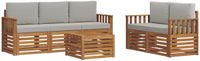 vidaXL - Buiten - bank - set - 6 - st - Naturel - en - lichtgrijs - Massief - Acacia - Hout