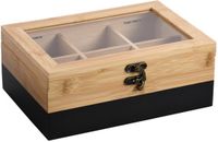 Kesper Theedoos - 6-vaks - Zwart - Bamboe - 21 x 15 x 9 cm