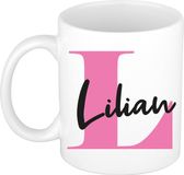 Bellatio Decorations Naam mok Lilian - roze - wit - keramiek - 300 ml - cadeau beker