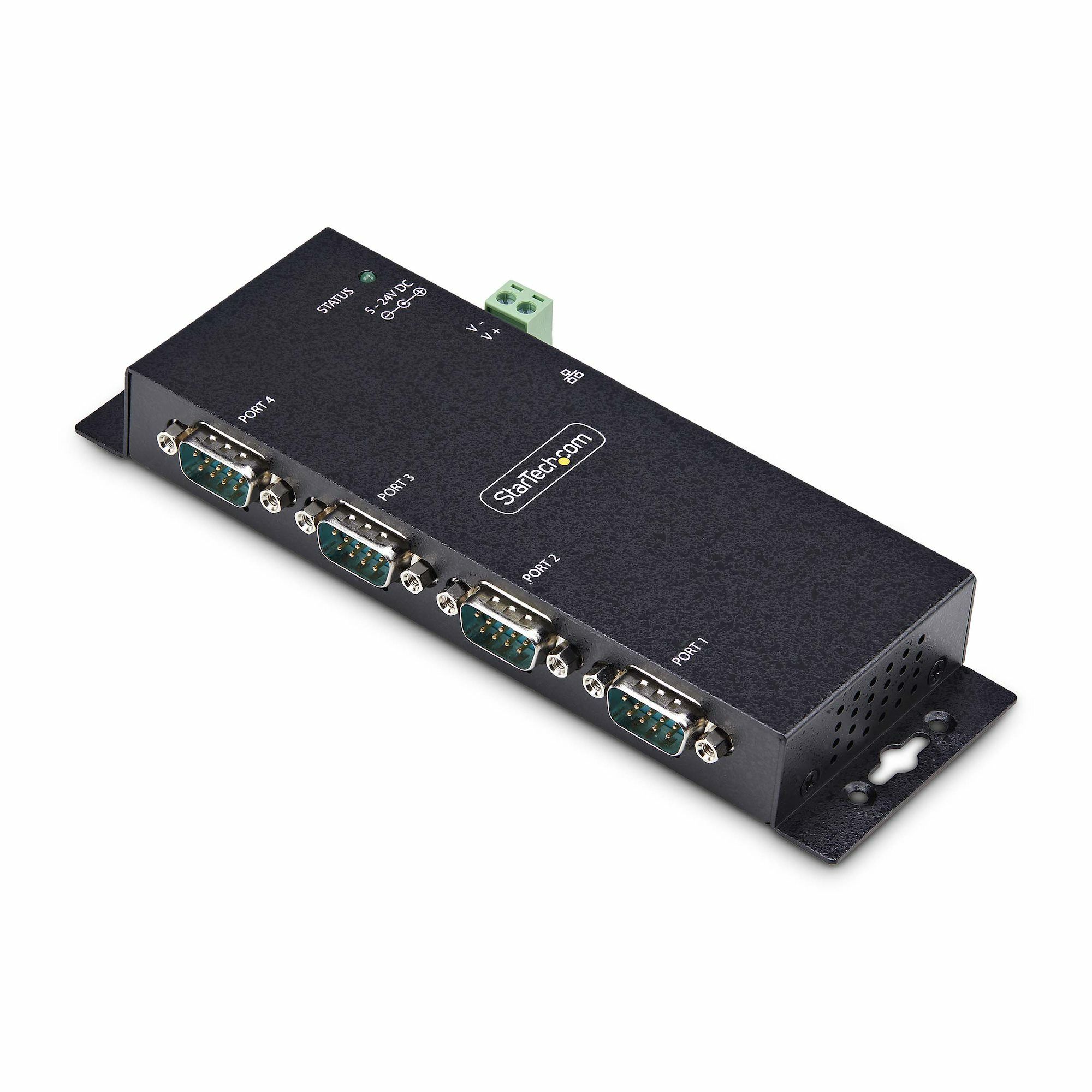 StarTech.com 4-Port Serieel naar Ethernet Adapter, IP Serial Device Server voor Remote RS232 Apparatuur, Muur/DIN Rail Monteerbaar, Metalen Behuizing, RJ45 LAN naar DB9 Converter