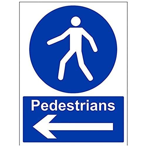 VSafety Voetgangers, Pijl Links Teken - 300mm x 400mm - Zelfklevende Vinyl