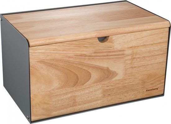 KLAUSBERG Broodtrommel - Staal & Bamboe - 15L - Bruin - 35.5 x 21.5 x 19.5 cm - KB-7395