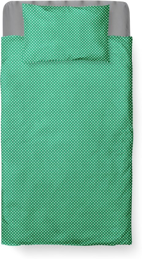 Roomture Dekbedovertrek Peuter - Katoen - 120 x 150 - Groen - Baby Dots Green incl. Kussensloop