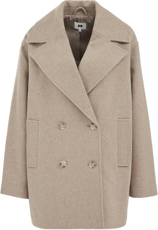 WE Fashion Dames jas van wolmix Beige Maat L (40)