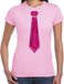 Bellatio Decorations Verkleed shirt dames - stropdas glitter - licht roze - carnaval - foute party XXL