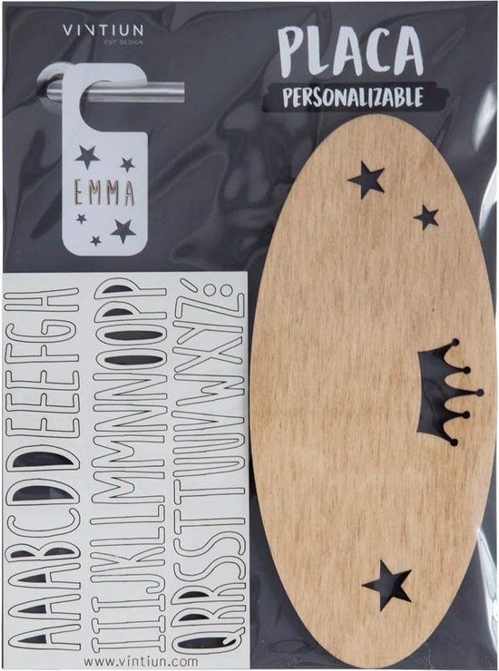 Houten naambord - babykamer/kinderkamer - landelijk - 9x19cm - wit