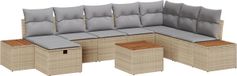 vidaXL - Banc de jardin - Set - 9 - pièces - Beige - poly - rotin