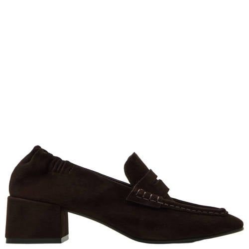 Steve Madden Estee suède pumps met blokhak - donkerbruin