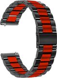 Strap-it Stalen schakel bandje 22mm - RVS bandje zwart/rood - Geschikt voor Samsung Galaxy Watch 41mm/42mm
