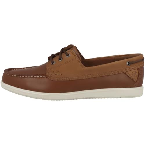 Clarks Shoes Clarks Bratton Boat Mens Dark Tan Lea, 10