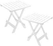 Pro Garden Tuin / Camping Bijzettafeltje - 2x - Wit - Kunststof - Opvouwbaar - 43 x 45 x 50 cm