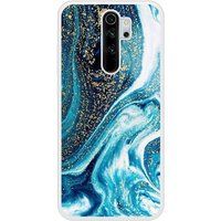 Xiaomi Redmi Note Marbre bleu paillete Verstevigd hoesje met sublimatie bedrukking