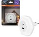 Osram LUNETTA HEXAGON plug-in nachtlamp, wit, 5W, 5lm, warm witte lichtsensor, USB-A & USB-C poort, LED technologie, oplaadfunctionaliteit, lange levensduur, IP20, 3000K.