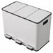 Poubelle de cuisine à pédale - 3 bacs, 3 x 15 litres - Système de tri des déchets - Acier inoxydable - Pédales colorées - Avec bacs intérieurs et couvercles - Blanc