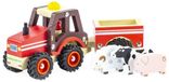 Keycraft Retro Houten Tractor+trailer set. FSC. 2+. Rood en Blauw.