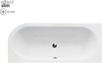 Badland AVITA SLIM hoekbad 160 x 75 cm links wit met styropor ombouw met bamboe badplank