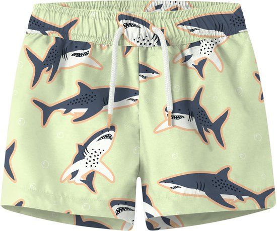 NAME IT NMMZICE SWIM SHORTS Jongens Badpakken Lime Cream Printopdruk 98