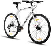 HILAND Vélo Hybride - 700C - 21 Vitesses - Vélo de Course / Vélo de Ville - Freins à Disque Mécaniques - Hommes & Femmes - Vélo de Ville