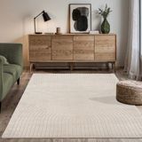 the carpet Elisa – Zacht Hoogpolig Vloerkleed voor Woonkamer, Modern Geometrisch Design – Beige – 200 x 280 cm