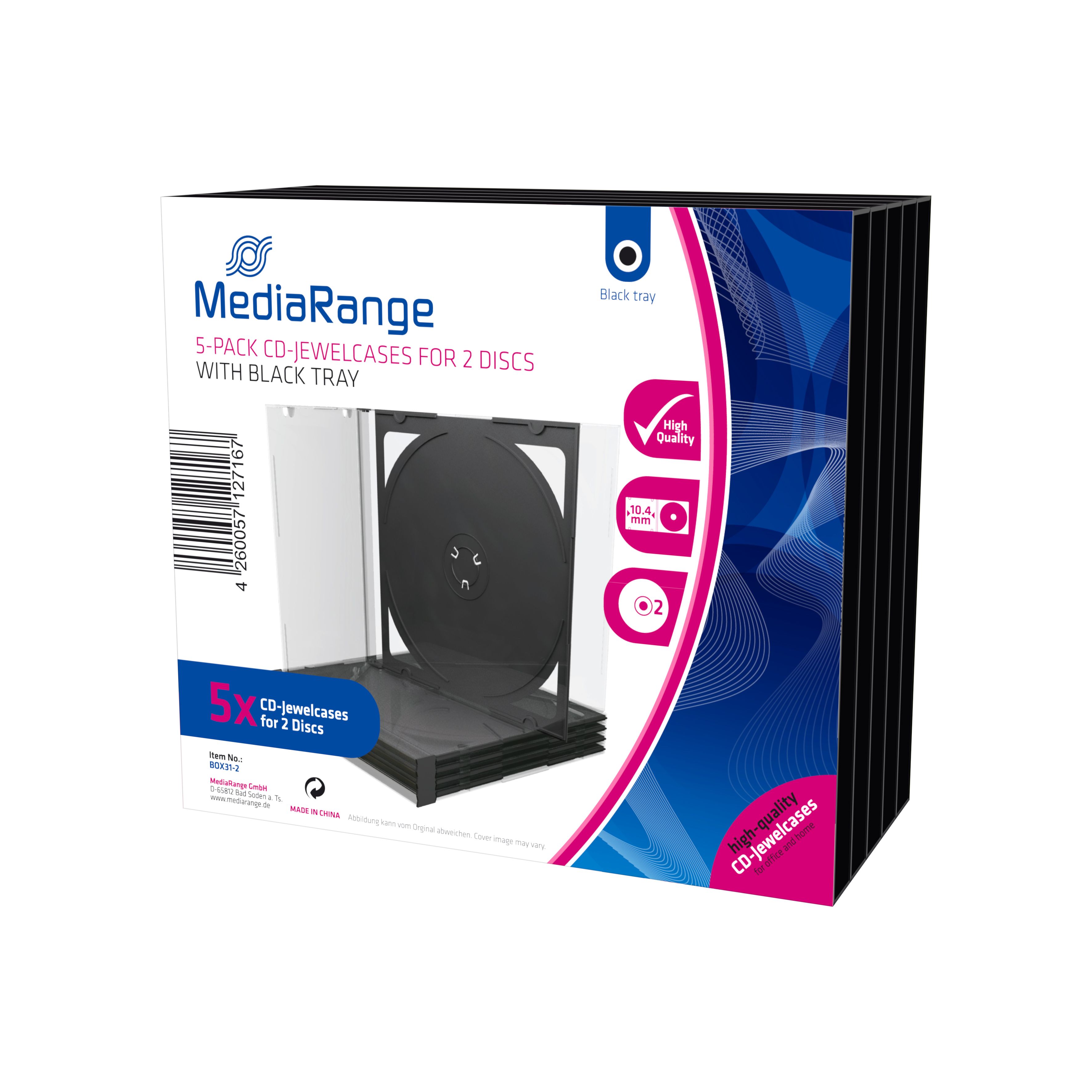 MediaRange BOX31-2 - CD-doosjes - zwart, transparant