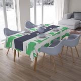 Bonamaison Tafelkleed, Anti-Mold, Sneldrogend, Waterdicht, 100% Polyester Tafellaken, Petroleum Groen, Wit, 140 x 200 Cm