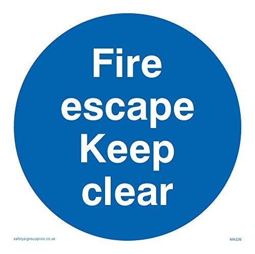 Viking Signs Viking Signs MA226-S10-V "Fire Escape Keep Clear" Sign, Vinyl, 100 mm H x 100 mm W