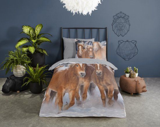 Good Morning Kinderdekbedovertrek Haflinger paarden - Katoen Flanel - 140x200/220 cm - Multi