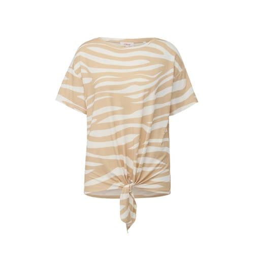 s.Oliver top met zebraprint ecru/beige