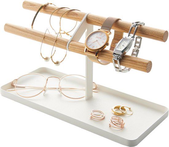 Yamazaki Horloge houder en accessoirehouder - Wit/Hout