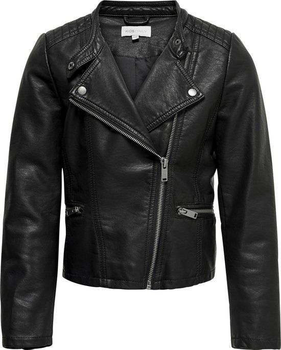 KIDS ONLY KONFREYA FAUX LEATHER BIKER OTW NOOS Girls Jacket - Size 116 - Black