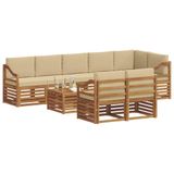 vidaXL Buiten bank set 9 st Natuurlijk en Beige Polyester