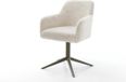 DELIFE Chaise de salle à manger Greg-Flex pied croisé finition titane peluche blanc crème pivotant à 360° fonction basculante noyau à ressorts ensachés