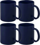 Merkloos / Sans marque Bellatio Design Koffie mokken/bekers - 6x - keramiek - glans - met oor - navy - 370 ml