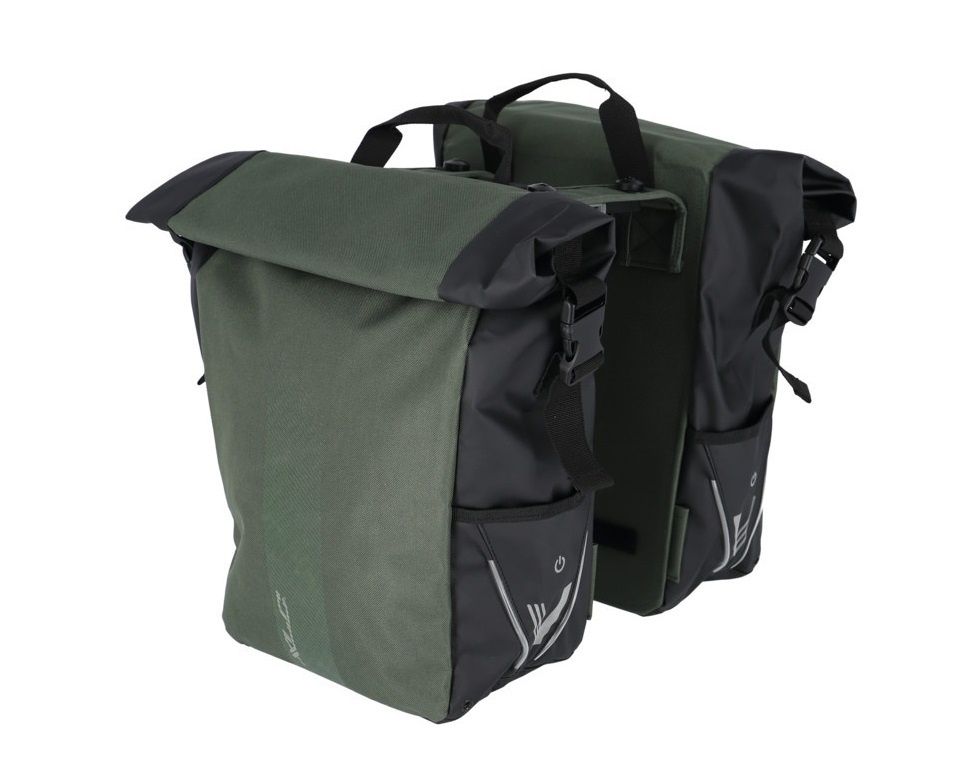 XLC Dubbele Fietstas V-Light Rolltop MIK BA-S107 Groen/Zwart