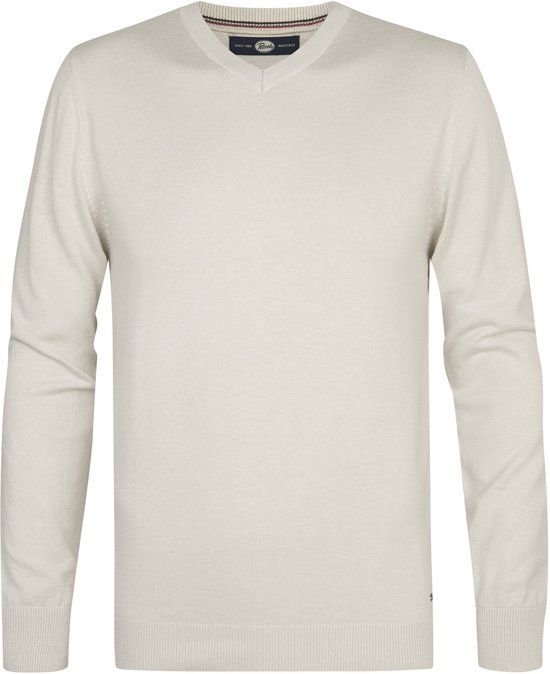 Petrol Industries Heren Trui - Fijngebreid - V-hals - Pullover - Basic Knit - Wit - Maat S