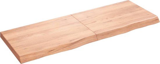 vidaXL Wandschap - 140x50x(2-6)cm - behandeld - massief - eikenhout - lichtbruin