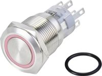 TRU COMPONENTS TC-10090960 LAS1-AGQ-22E/R/24V/S Vandalismebestendige druktoets 250 V/AC 3 A 2x aan/(aan) Moment Rood IP65