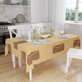 Bonamaison Tafelkleed, Anti-Mold, Sneldrogend, Waterdicht, 100% Polyester Tafellaken, Bruine tinten, 140 x 160 Cm
